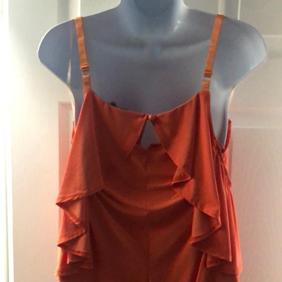 Fashion to Figure Orange Tiered Midi Sundress with Spaghetti Straps - Picture 6 of 9